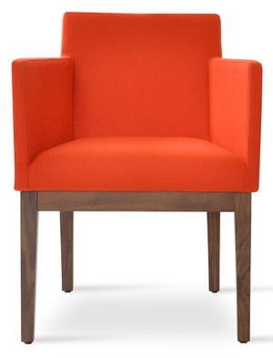 Soho Concept Harput Stylish Wood Lounge Armchair With Camira Era Fabric - 10 Year Warranty, Walnut & Orange Walnut,Orange  Soho-concept-dining-chair-04474