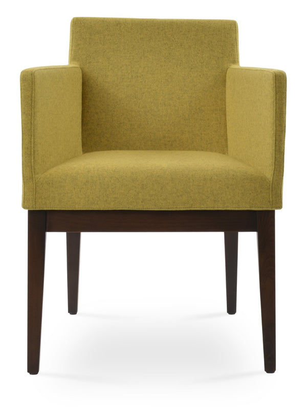 Soho Concept Harput Wood Lounge Armchair - Stylish Dining Chair In Camira Blazer Wool, Walnut Finish, 10-year Warranty Walnut  Soho-concept-dining-chair-04475