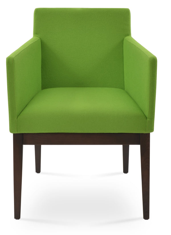 Soho Concept Harput Wood Lounge Armchair - Stylish Dining Chair In Camira Blazer Wool, Walnut Finish, 10-year Warranty Walnut  Soho-concept-dining-chair-04477