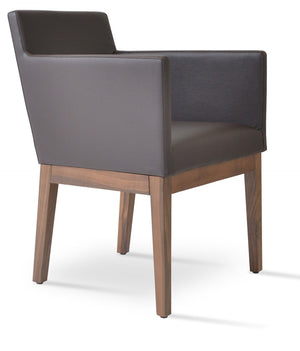 Soho Concept Harput Wood Lounge Armchair & Dining Chair - Stylish Leatherette, 2-year Guarantee, Limited Stock! Walnut,Brown  Soho-concept-dining-chair-04482