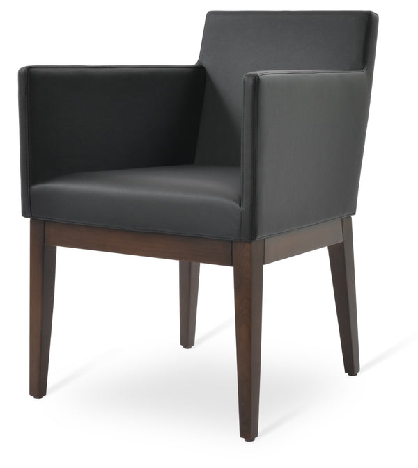 Soho Concept Harput Wood Lounge Armchair & Dining Chair - Stylish Leatherette, 2-year Guarantee, Limited Stock! Walnut,Black  Soho-concept-dining-chair-04479