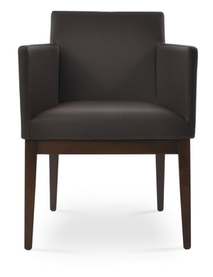 Soho Concept Harput Wood Lounge Armchair & Dining Chair - Stylish Leatherette, 2-year Guarantee, Limited Stock! Walnut,Brown  Soho-concept-dining-chair-04481
