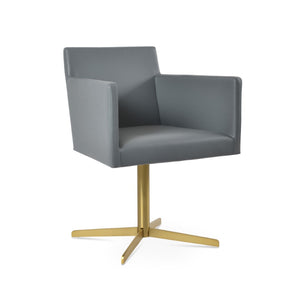 Soho Concept Harput 4 Star Armchair Swivel Dining Chair - Ergonomic Comfort, Stylish Leatherette & Gold Finish Brass,Light Grey  Soho-concept-dining-chair-04252