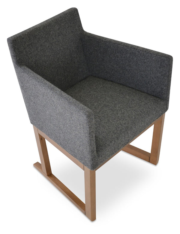 Soho Concept Harput Sled Wood Armchair - Stylish Walnut Dining Chair With Soft Leatherette & 2-year Guarantee Walnut,Dark Grey  Soho-concept-dining-chair-04373