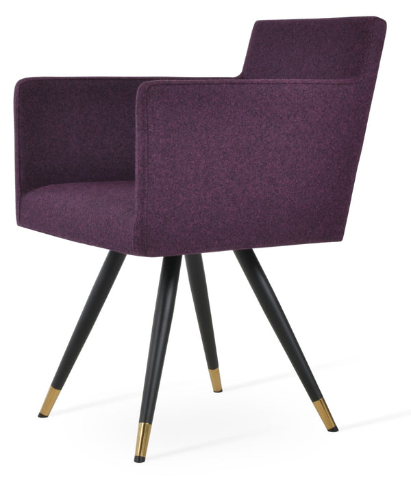 Soho Concept Harput Star Armchair Dining Chair - Premium Camira Wool, 10-year Guarantee, Stylish Steel Base Black,Gold  Soho-concept-dining-chair-04394