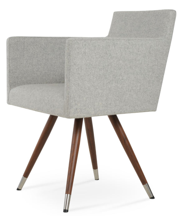 Soho Concept Harput Star Armchair Dining Chair - Premium Camira Wool, 10-year Guarantee, Stylish Steel Base Walnut,Silver  Soho-concept-dining-chair-04404