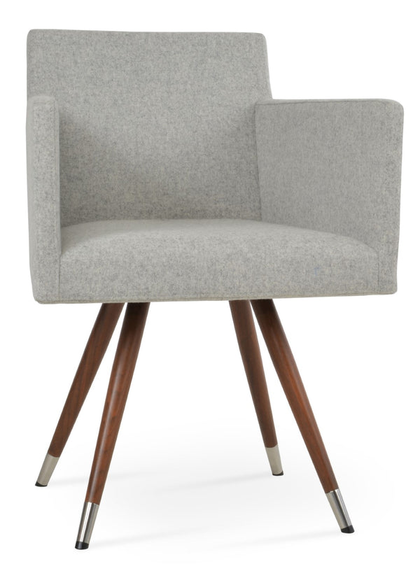 Soho Concept Harput Star Armchair Dining Chair - Premium Camira Wool, 10-year Guarantee, Stylish Steel Base Walnut,Silver  Soho-concept-dining-chair-04404