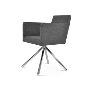 Soho Concept Harput Swivel Armchair - Stylish Dining Chair In Dark Grey Camira Blazer Wool, 10-year Guarantee! Chrome,Dark Grey  Soho-concept-dining-chair-04411