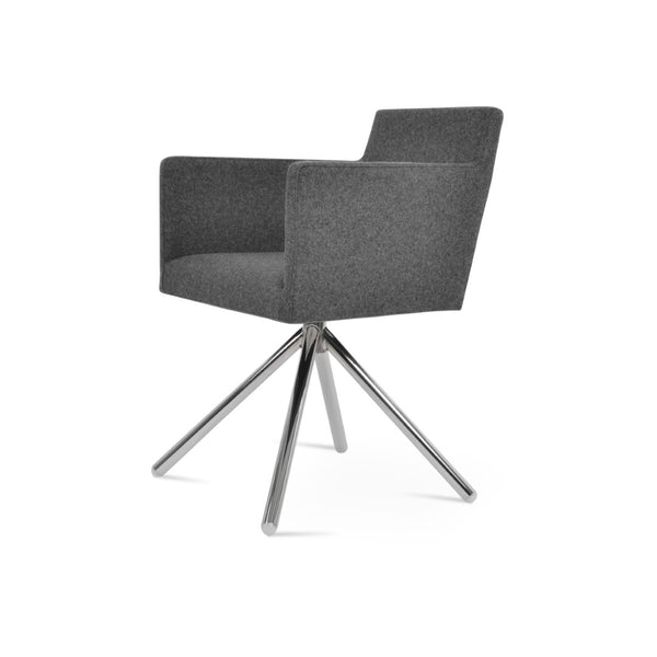 Soho Concept Harput Swivel Armchair - Stylish Dining Chair In Dark Grey Camira Blazer Wool, 10-year Guarantee! Chrome,Dark Grey  Soho-concept-dining-chair-04411
