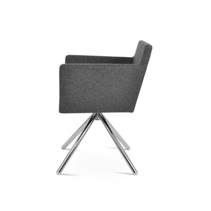 Soho Concept Harput Swivel Armchair - Stylish Dining Chair In Dark Grey Camira Blazer Wool, 10-year Guarantee! Chrome,Dark Grey  Soho-concept-dining-chair-04411