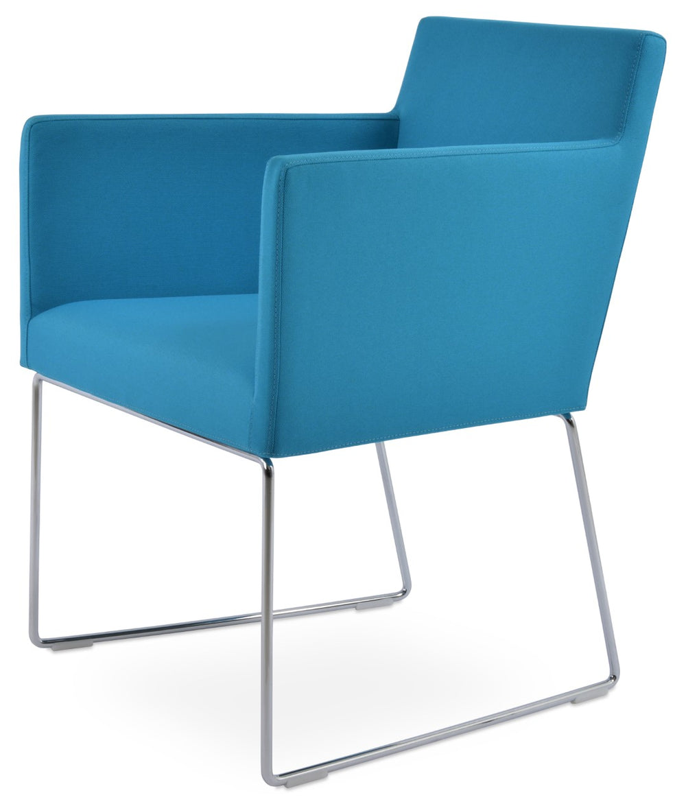 Soho Concept Harput Sled Wire Armchair Dining Chair In Premium Boucle, Velvet, Nubuck Fabrics - 10 Year Warranty! Chrome,Turquoise  Soho-concept-dining-chair-04455