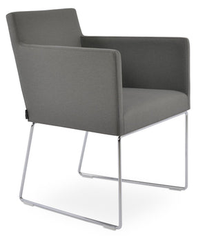 Soho Concept Harput Sled Wire Armchair Dining Chair In Premium Boucle, Velvet, Nubuck Fabrics - 10 Year Warranty! Grey  Soho-concept-dining-chair-04454