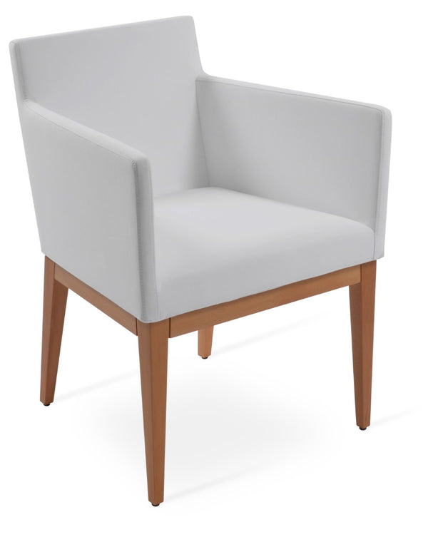 Soho Concept Harput Wood Armchair Dining Chair - Stylish Soft Grey Leatherette With 2-year Guarantee For Comfort Natural,White  Soho-concept-dining-chair-04468