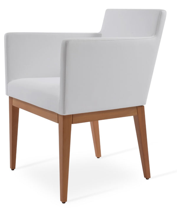 Soho Concept Harput Wood Armchair Dining Chair - Stylish Soft Grey Leatherette With 2-year Guarantee For Comfort Natural,White  Soho-concept-dining-chair-04468