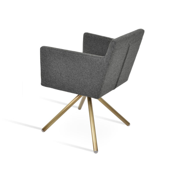 Soho Concept Harput Swivel Armchair - Stylish Dining Chair In Dark Grey Camira Blazer Wool, 10-year Guarantee! Brass,Dark Grey  Soho-concept-dining-chair-04409