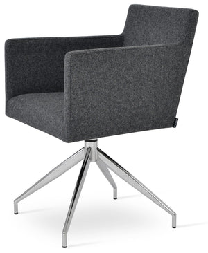 Soho Concept Harput Swivel Armchair - Stylish Dining Chair In Camira Blazer Wool, 10-year Guarantee & Brass Accents Dark Grey  Soho-concept-dining-chair-04379