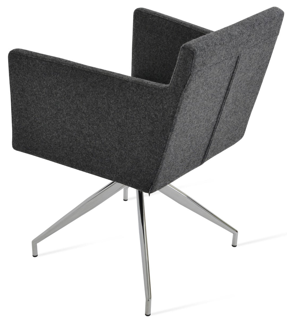 Soho Concept Harput Swivel Armchair - Stylish Dining Chair In Camira Blazer Wool, 10-year Guarantee & Brass Accents Dark Grey  Soho-concept-dining-chair-04379