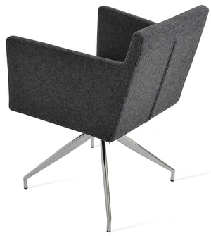 Soho Concept Harput Swivel Armchair - Stylish Dining Chair In Camira Blazer Wool, 10-year Guarantee & Brass Accents Dark Grey  Soho-concept-dining-chair-04379