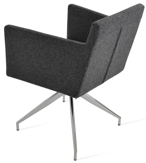 Soho Concept Harput Swivel Armchair - Stylish Dining Chair In Camira Blazer Wool, 10-year Guarantee & Brass Accents Dark Grey  Soho-concept-dining-chair-04379
