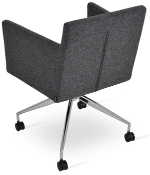 Soho Concept Harput Swivel Armchair - Stylish Dining Chair In Camira Blazer Wool, 10-year Guarantee & Brass Accents Dark Grey  Soho-concept-dining-chair-04380