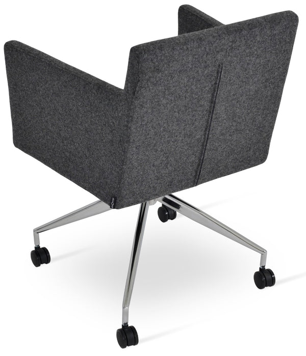 Soho Concept Harput Swivel Armchair - Stylish Dining Chair In Camira Blazer Wool, 10-year Guarantee & Brass Accents Dark Grey  Soho-concept-dining-chair-04380