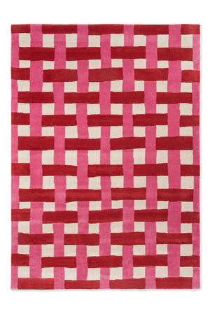 Brink & Campman Harlequin Basket 100% Pure New Wool Handtufted Rug Weave Coral,Rose 100% pure new wool 144102200280-BRINK-CAMPMAN