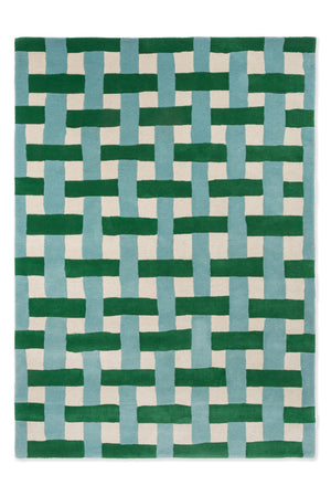 Brink & Campman Harlequin Basket 100% Pure New Wool Handtufted Rug Weave Emerald,Aquamari 100% pure new wool 144107140200-BRINK-CAMPMAN