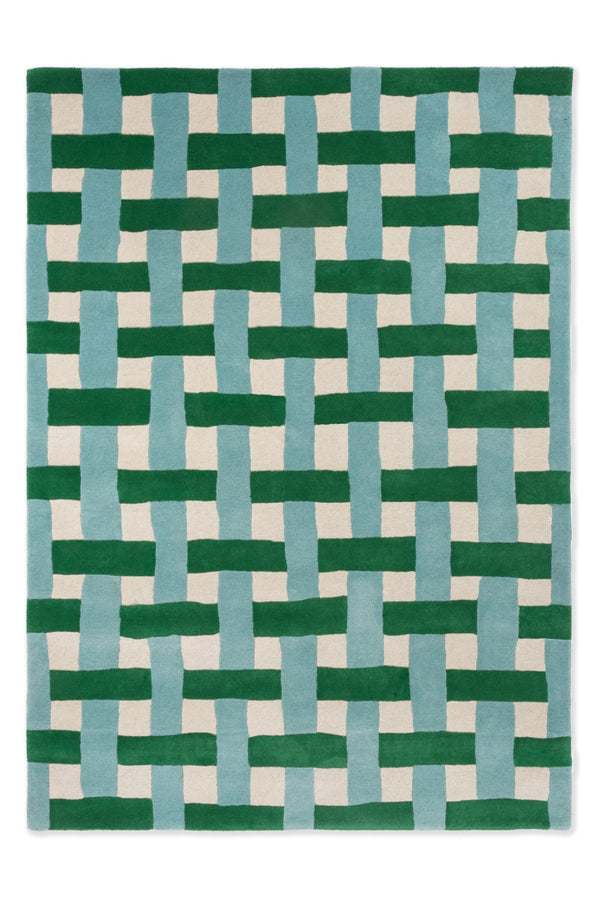 Brink & Campman Harlequin Basket 100% Pure New Wool Handtufted Rug Weave Emerald,Aquamari 100% pure new wool 144107140200-BRINK-CAMPMAN