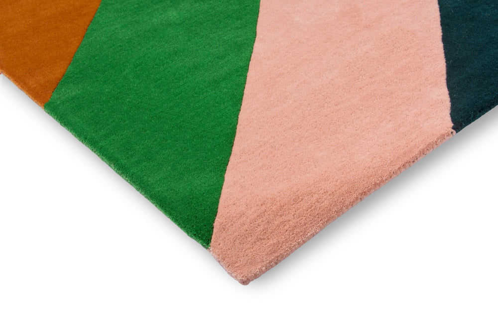 Brink & Campman Harlequin Sherbet 100% Pure New Wool Handtufted Rug Stripe Emerald,Amber 100% pure new wool 144417170240-BRINK-CAMPMAN