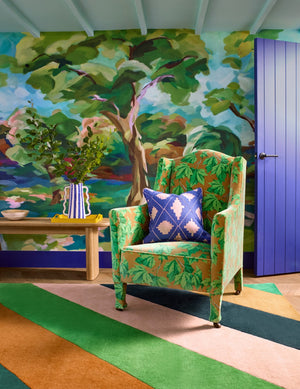 Brink & Campman Harlequin Sherbet 100% Pure New Wool Handtufted Rug Stripe Emerald,Amber 100% pure new wool 144417170240-BRINK-CAMPMAN