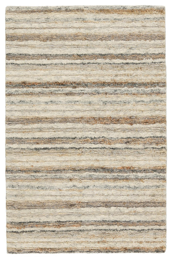 Jaipur Living Hatha Tikka Hat01 Handwoven Handmade 50% Jute 50% Wool Lines Stripes Indoor Rug Gray, Taupe 50% Jute 50% Wool Rug153083