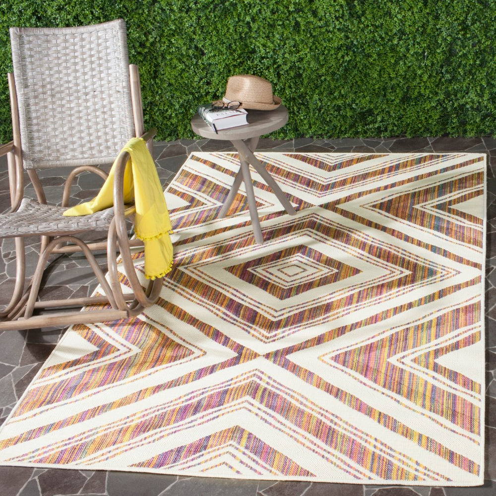 Safavieh Havana Contemporary Area Rug - Geometric Pattern, Vibrant Colors, Durable Power Loomed Design Natural ,Multi Polypropylene Hav209a-4