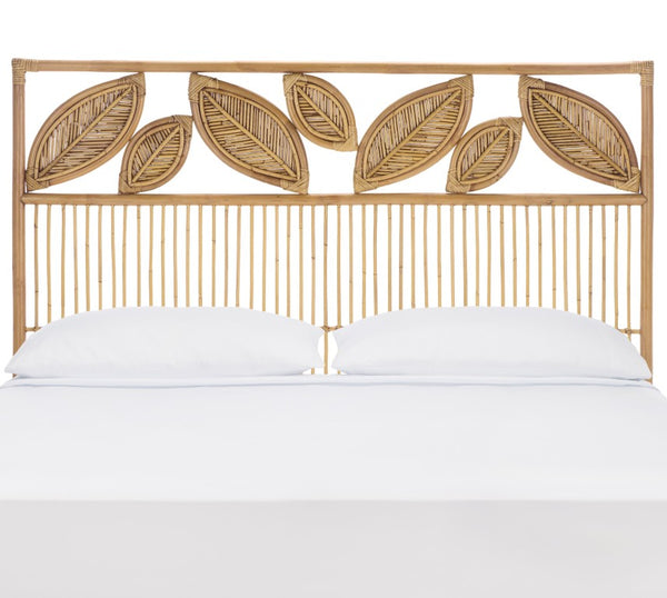 Safavieh Lusine Woven Rattan Mango Wood Headboard Bohemian Coastal Bedroom Honey Wash HBD6503A-Q