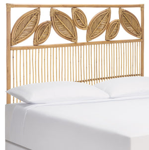 Safavieh Lusine Woven Rattan Mango Wood Headboard Bohemian Coastal Bedroom Honey Wash HBD6503A-Q
