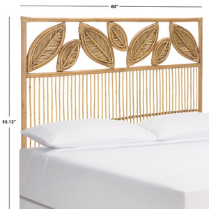 Safavieh Lusine Woven Rattan Mango Wood Headboard Bohemian Coastal Bedroom Honey Wash HBD6503A-Q