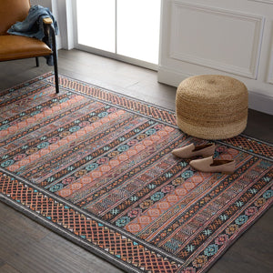 Jaipur Living Harman By Kate Lester Auril Hbl01 Powerloomed Machinemade 100% Polyester Moroccan / Bohemian Tribal Indoor Rug Orange, Blue 100% Polyester, 50%Cot40%Poly10%Oth Rug152904