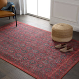 Jaipur Living Kate Lester + Jaipur Living Harman Kalinar Moroccan Global Machine Made Indoor Rug Dark Red 7'6"x10'