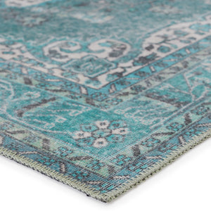 Jaipur Living Kate Lester + Jaipur Living Harman Tamara Updated Traditional Rustic Machine Made Indoor Rug Teal 7'6"x10'