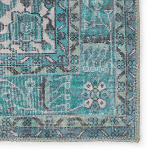 Jaipur Living Kate Lester + Jaipur Living Harman Tamara Updated Traditional Rustic Machine Made Indoor Rug Teal 7'6"x10'