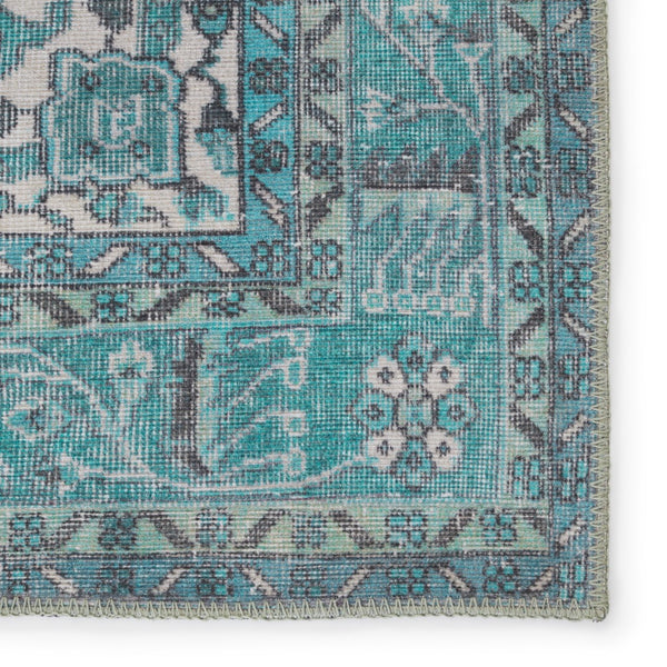 Jaipur Living Kate Lester + Jaipur Living Harman Tamara Updated Traditional Rustic Machine Made Indoor Rug Teal 7'6"x10'