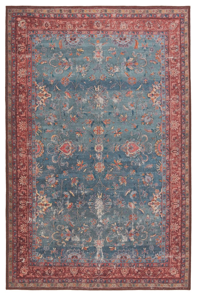 Jaipur Living Harman By Kate Lester Yasha Hbl06 Powerloomed Machinemade 100% Polyester Vintage Border Indoor Rug Blue, Red 100% Polyester, 50%Cot40%Poly10%Oth Rug152925