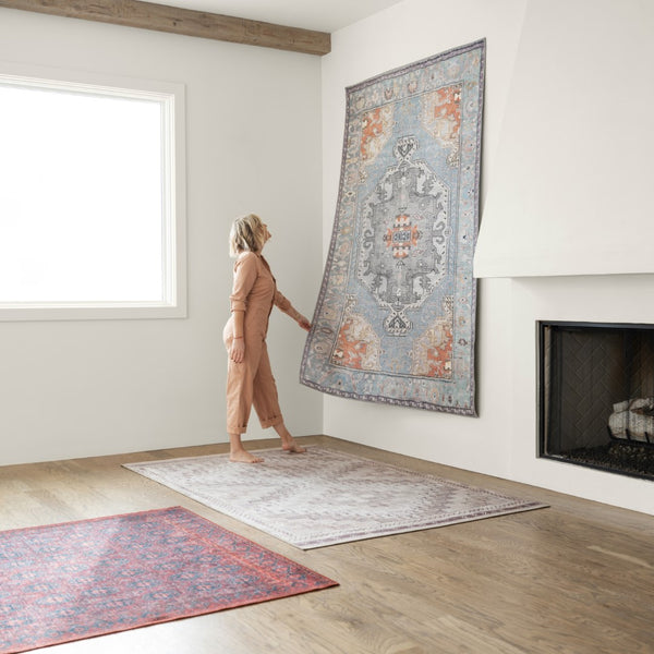 Jaipur Living Kate Lester + Jaipur Living Harman Zenora Southwestern Global Machine Made Indoor Rug Sky Blue 7'6"x10'