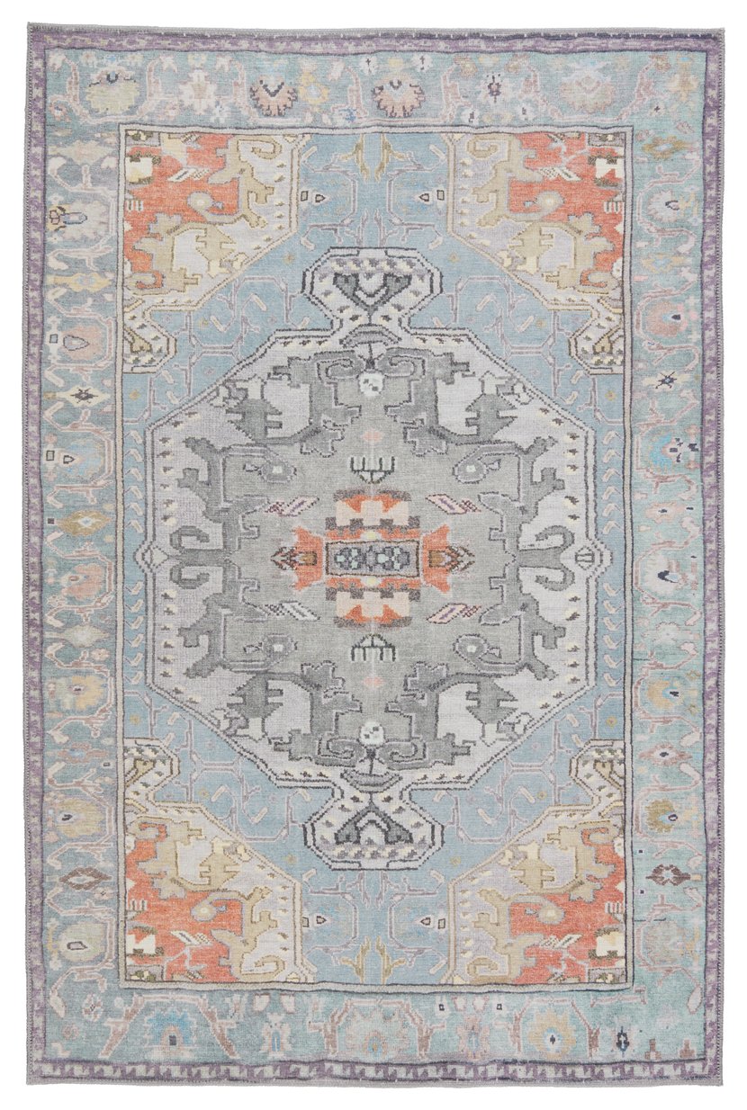 Jaipur Living Harman By Kate Lester Zenora Hbl07 Powerloomed Machinemade 100% Polyester Vintage Medallion Indoor Rug Sky Blue, Silver 100% Polyester, 50%Cot40%Poly10%Oth Rug152927