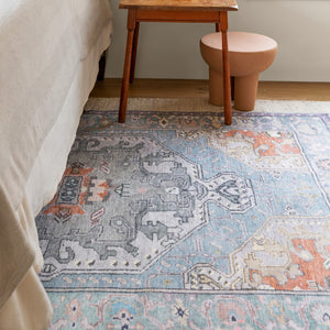 Jaipur Living Kate Lester + Jaipur Living Harman Zenora Southwestern Global Machine Made Indoor Rug Sky Blue 7'6"x10'