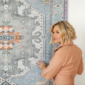Jaipur Living Kate Lester + Jaipur Living Harman Zenora Southwestern Global Machine Made Indoor Rug Sky Blue 7'6"x10'