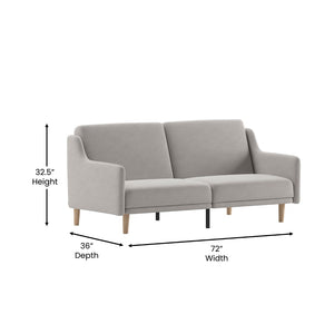 English Elm Delphine Premium Convertible Split-Back Sofa Futon with Curved Armrests for Stylish Living Spaces Gray HC-1035-GY-GG
