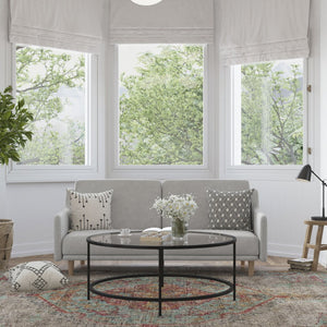 English Elm Delphine Premium Convertible Split-Back Sofa Futon with Curved Armrests for Stylish Living Spaces Gray HC-1035-GY-GG