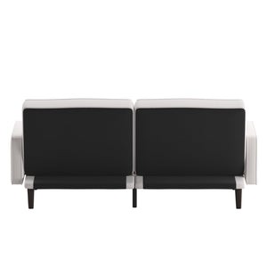 English Elm Delphine Premium Convertible Split-Back Sofa Futon with Curved Armrests for Stylish Living Spaces Gray HC-1035-GY-GG