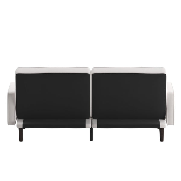 English Elm Delphine Premium Convertible Split-Back Sofa Futon with Curved Armrests for Stylish Living Spaces Gray HC-1035-GY-GG