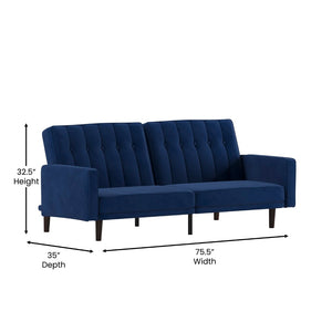 English Elm Carter Premium Tufted Convertible Futon Sofa for Small Spaces - Stylish, Functional & Easy to Assemble Navy HC-1060-NV-GG